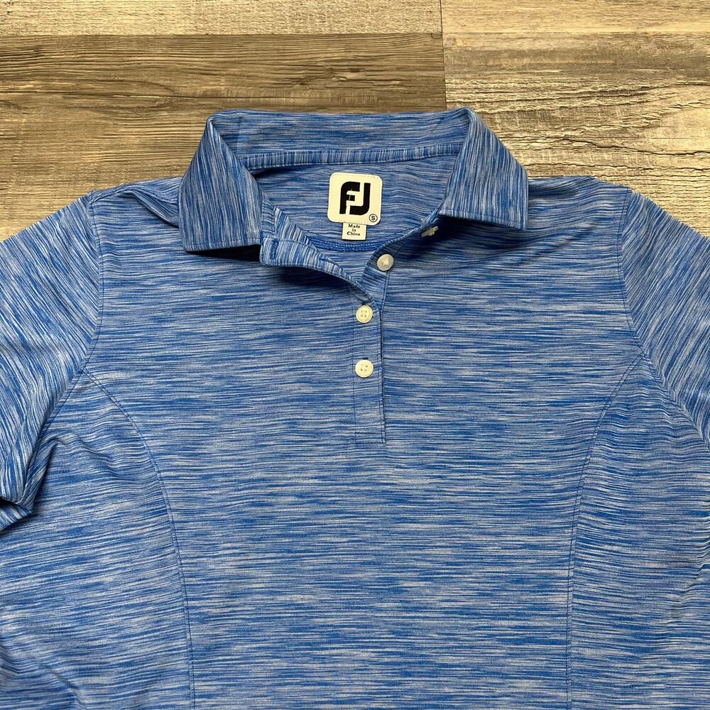 FJ FootJoy Space Dye Blue Womens Small Stretch Performance Golfer Polo Shirt EUC
